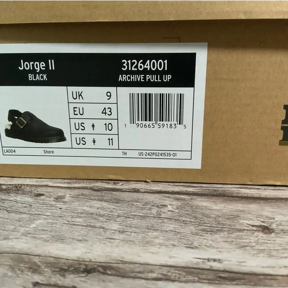 Dr Martens Jorge II Black Fur Lined Mules Men 10 Women 11